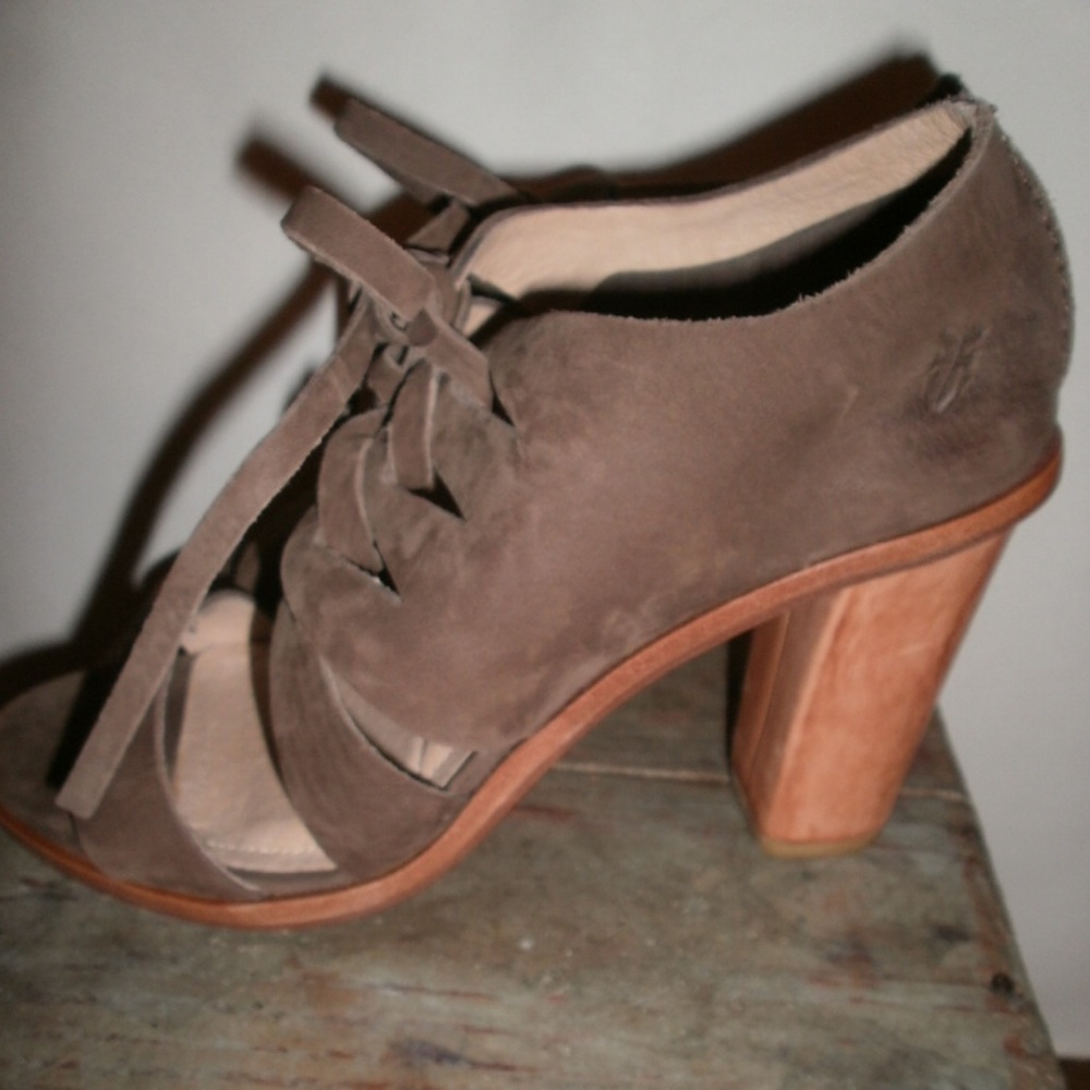 Brown Suede Women's Lace-Up Heels